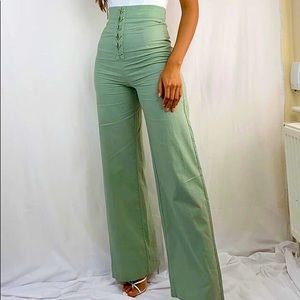 Extreme high waist khaki trousers